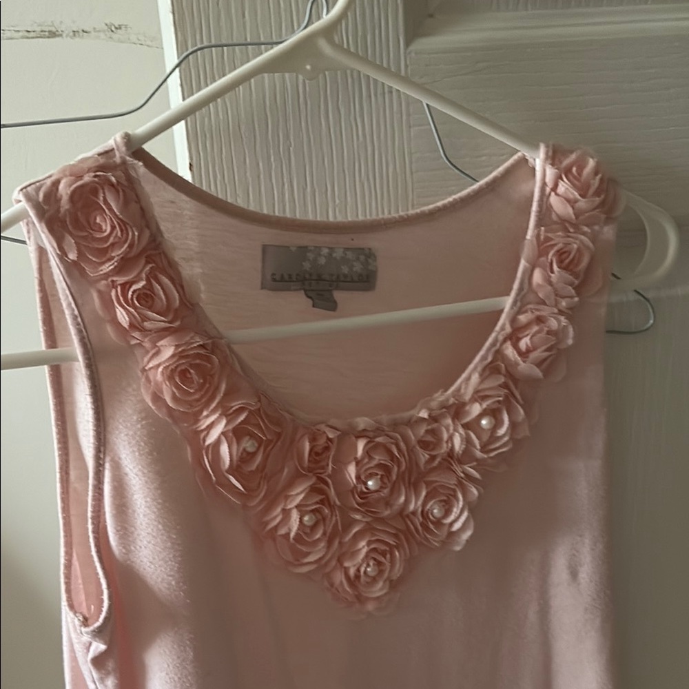Pink Floral Embellished Sleeveless Top